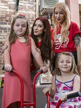 The Veronicas visit kids at Ronald McDonald House in Brisbane yesterday. Pic: Jack Tran
