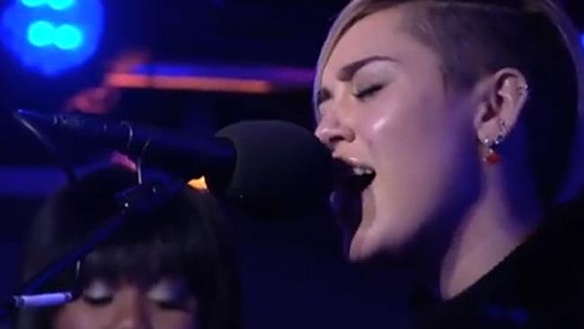 Miley Cyrus covers Lana Del Rey's Summertime Sadness for BBC Radio's Live Lounge. 