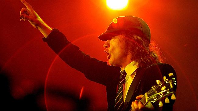 Guitarist Angus Young in action during AC/DC's concert in as part of their Black Ice Australian Tour. 