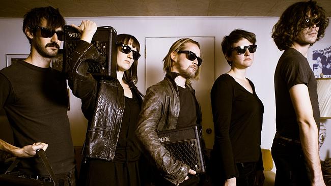 Macaulay Culkin (centre) and his band The Pizza Underground. Picture: Supplied 