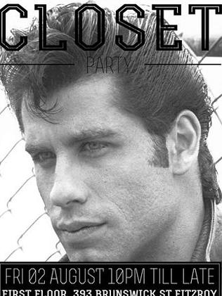 A-list ... John Travolta on a poster. Pic: Closet Party/Facebook.