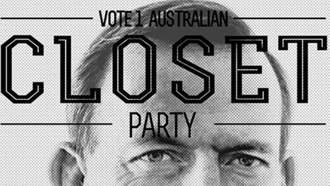 Prime spot ... Tony Abbott appeared on a poster last year. Pic: Closet Party/Facebook.