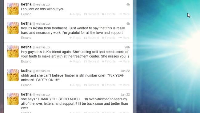 Ke$  ha's Twitter page, including her plea for fans' teeth. Pi...