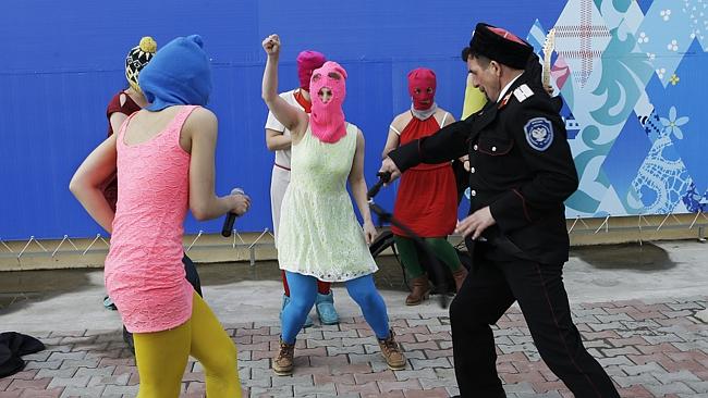 Whipped ... Members of the punk group Pussy Riot, including Nadezhda Tolokonnikova in the