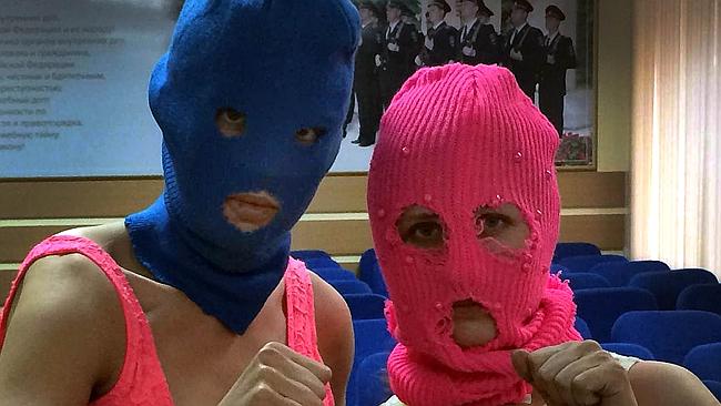Arrested ... Wearing masks members of Russian punk group Pussy Riot, Nadezhda Tolokonniko