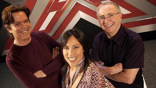 Ceberano with Mark Holden (L) and John Reid on the 2005 season of The X Factor.