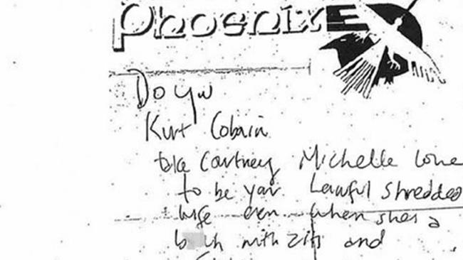 Poetic ... this brief, handwritten note mocking Courtney Love was found in Kurt Cobain’s 