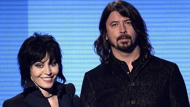 Joan Jett, pictured with Dave Grohl, is tipped to front Nirvana when the group is inducte