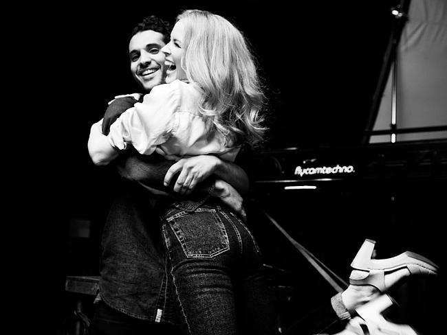 All smiles ... Kylie hugs Dimitri Basil, who directed the video for “I Was Gonna Cancel”.