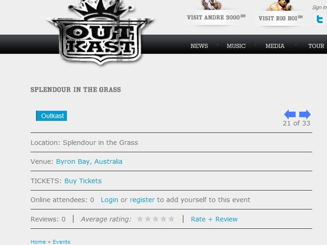 The Events section of Outkast’s website was recently updated to include their Splendour a