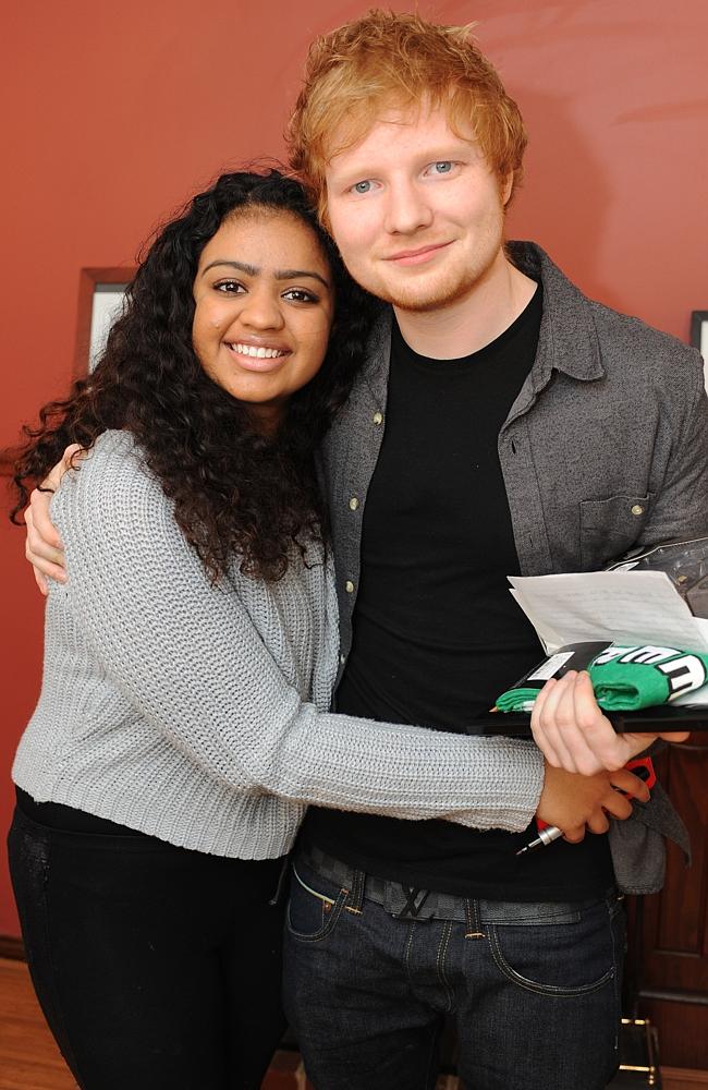 Thought it was a dream ... Shiralee Dennis gets close to her idol, Ed Sheeran, at her hou