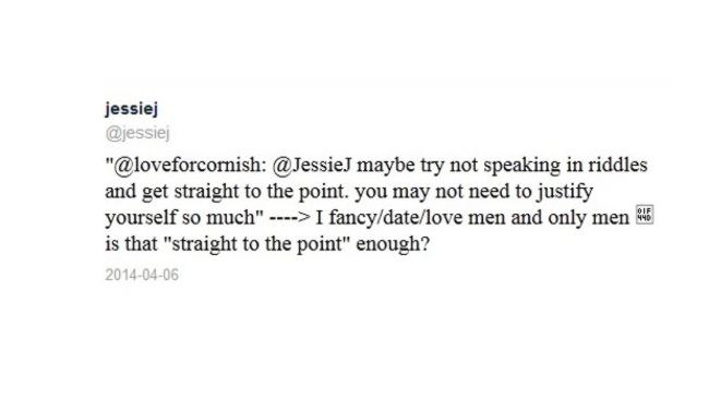 Jessie J’s response to a fan who asked her to ‘get straight to the point’.