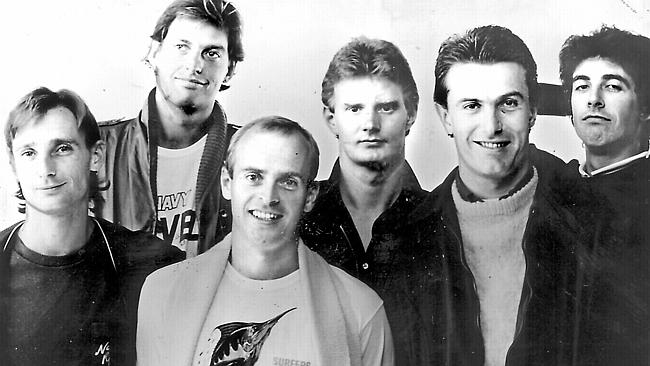 Members of rock band Australian Crawl (l-r) Guy McDonough, Brad Robinson, Bill McDonough,