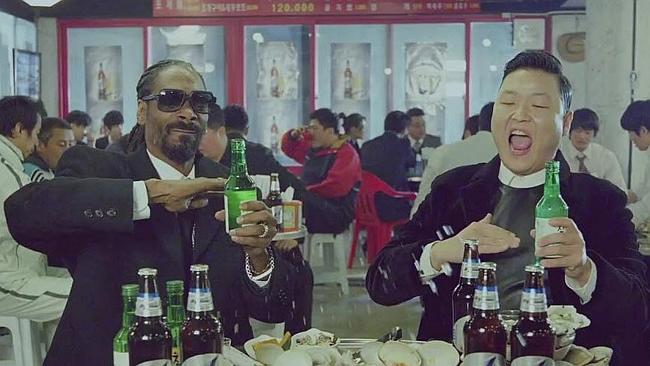 PSY and Snoop Dogg hit the tiles in their music video for Hangover.