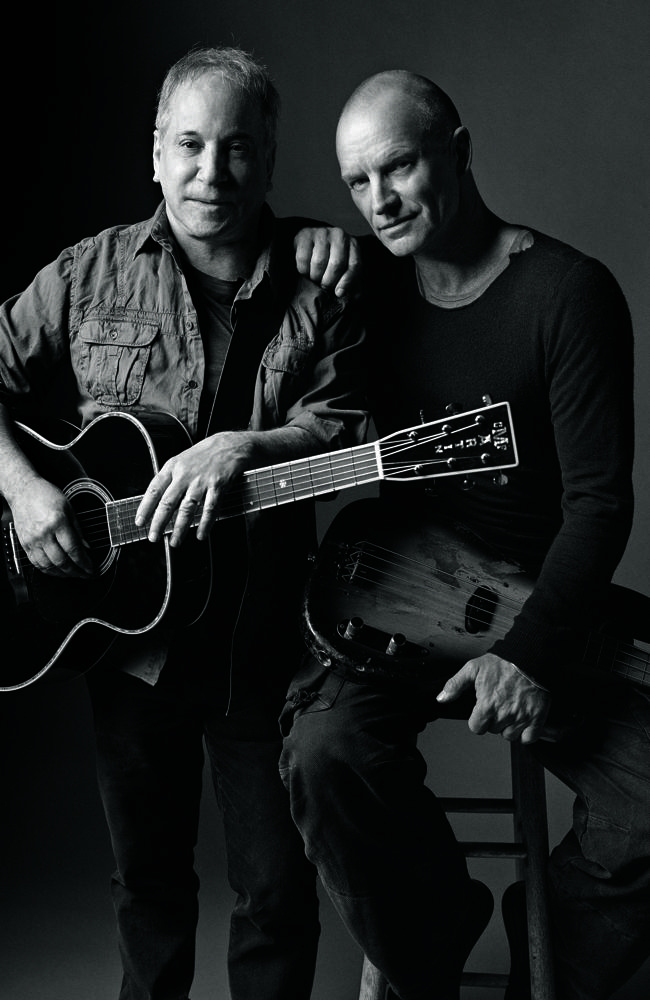 Music’s odd couple ... Paul Simon and Sting will tour Australia early next year.