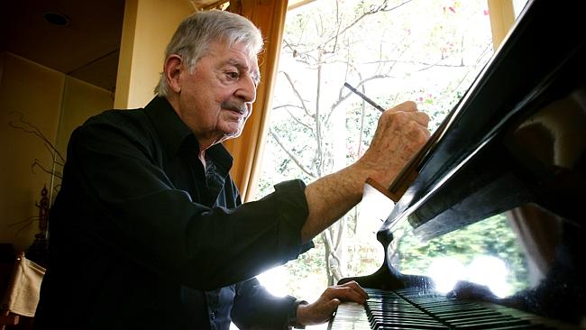 A great Australian ... Composer Peter Sculthorpe at work in his studio in Woollahra, Sydn