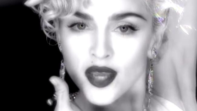 Hit song ... Madonna in the flip clip to her hit song, Vogue.