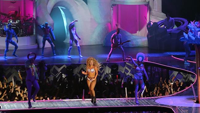 Stage spectacular ... Lady Gaga’s trademark elaborate production values were a hit with t