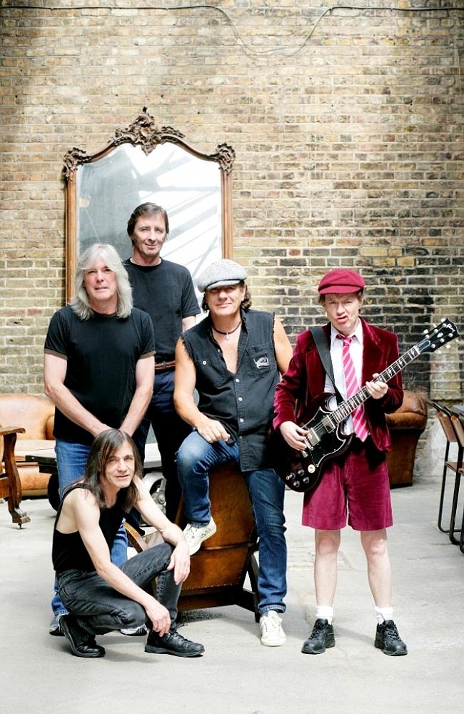 AC/DC ready to rock ... Cliff Williams, Phil Rudd, Brian Johnston, Angus Young and Malcol