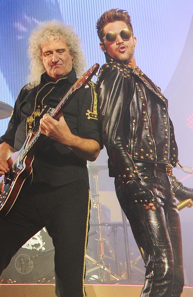Rocking out ... Queen with Adam Lambert in concert at the Perth Arena. Picture: Jackson F