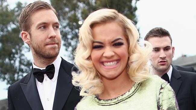 Calving Harris (L) and Rita Ora at the Grammy Awards in January. Picture: Getty Images