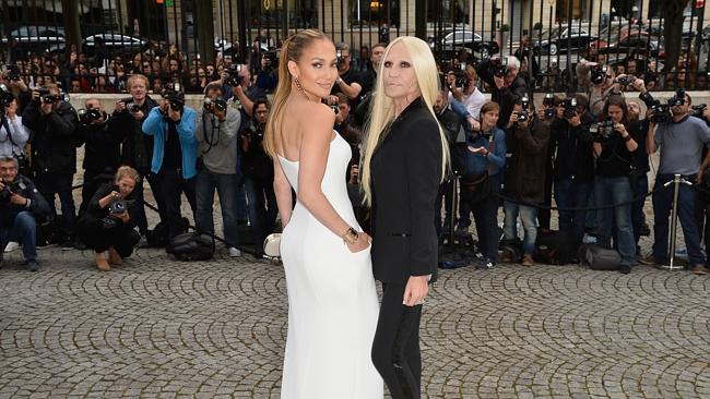 Style icons ... Jennifer Lopez and Donatella Versace attend the Versace show as part of P