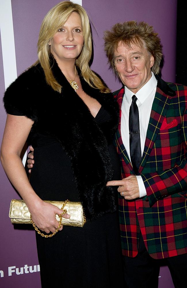 Not concerned about birthdays ... Rod Stewart with then expectant wife, Penny Lancaster.