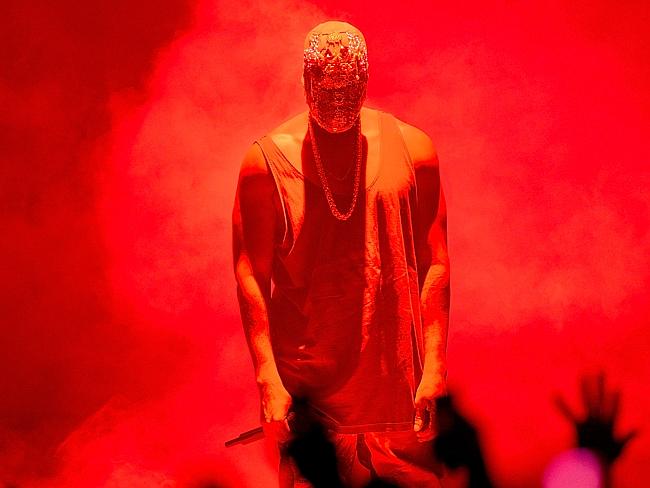 Kanye West performs live for fans at Brisbane Entertainment Centre.
