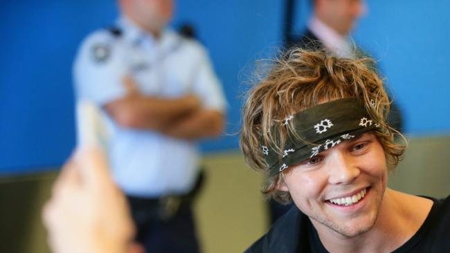 Gigs cancelled ... 5SOS drummer Ashton Irwin is in hospital. Picture Cameron Richardson.