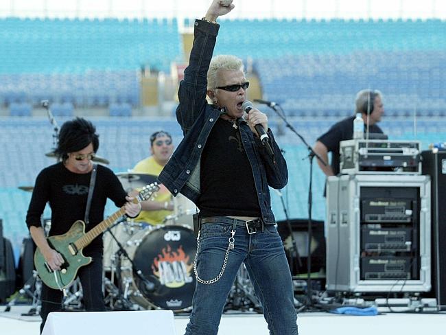 Last time in Australia ... Singer Billy Idol and band during a sound check at the then-Te
