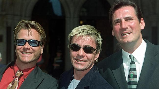 Steve Norman, John Keeble and Tony Hadley outside the High Court in London in 1999 where 