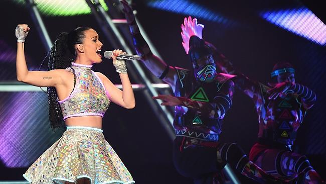 Pop princess ... Katy Perry performs at Allphones Arena in Sydney. Picture: Jake Nowakows