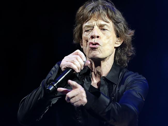 Pouty mouth ... Mick Jagger performs live at Allphones Arena. Picture: Mark Metcalfe/Gett