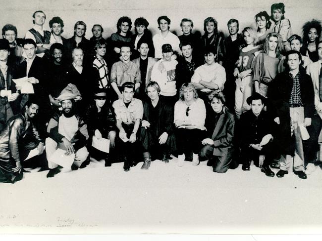 History ... Band Aid performers gathered for a group shot in 1984. Picture: Supplied.