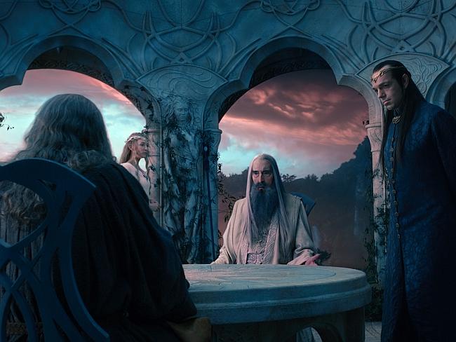 Blockbuster ... Christopher Lee as Saruman the White (second from right) in The Hobbit: A