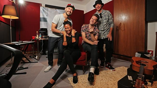 Hit makers ... Grammy-nominated producer M-Phazes with Tiaan, Kav Temperley and Jesse Fer