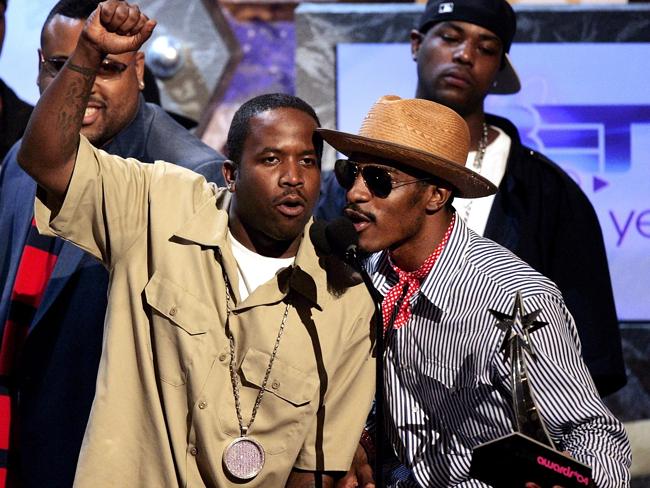 Former glory ... Big Boi and Andre 3000 from OutKast accept the award for Video of the Ye