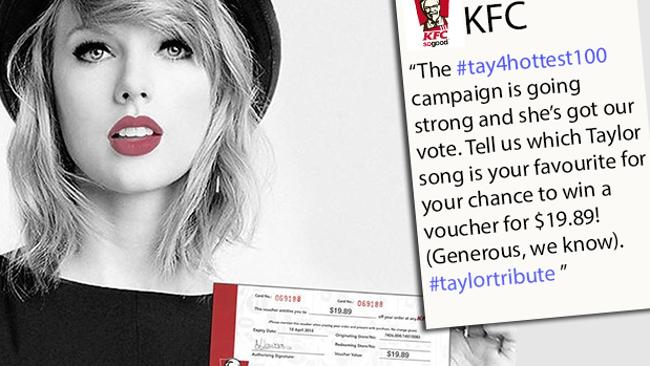 Damn you KFC!...The fast food giant may have cooked Taylor Swift’s goose.