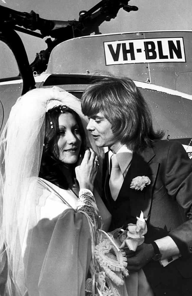 John Farnham with wife Jill on their wedding day in 1973.