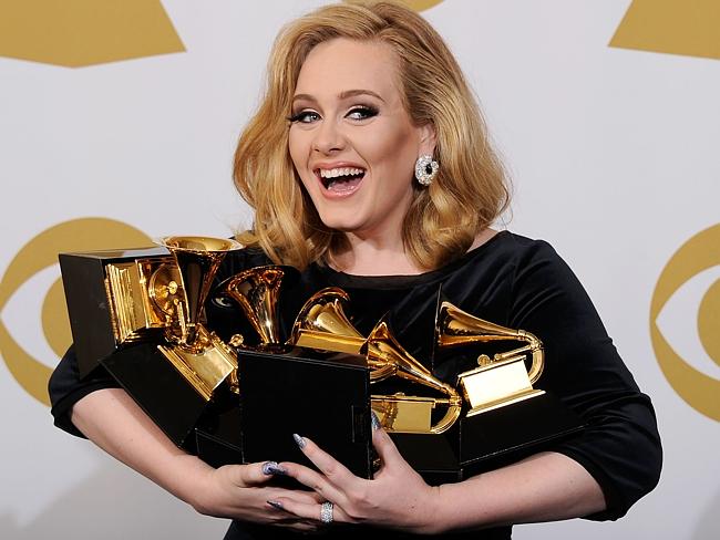 Golden girl ... Adele, winner of six Grammys, in 2012. Picture: Getty