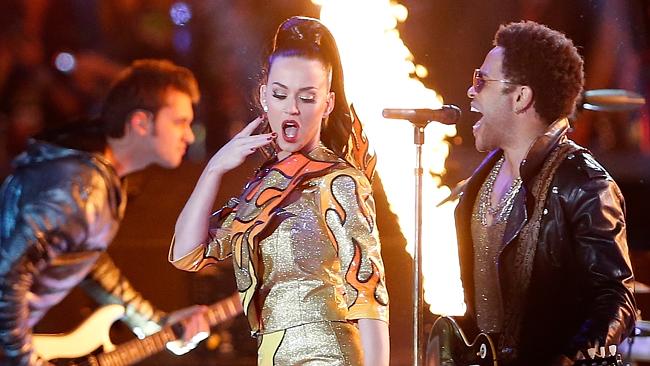 Superbowl cameo ... Kravitz joined Katy Perry during her halftime performance earlier thi