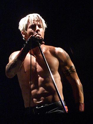 On top ... Anthony Kiedis has saved millions in stage wardrobe. Picture: Supplied.