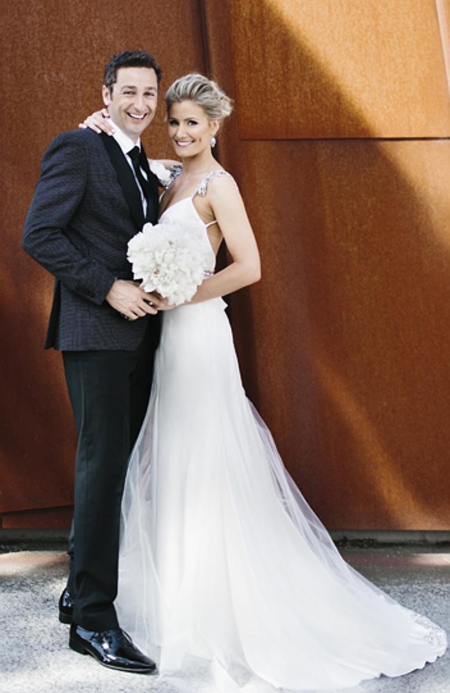 Oh happy day ... Sam McClymont and Ben Poxon on their wedding day at MONA last year. Pict