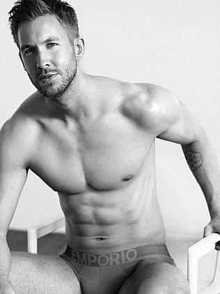 This is now ... Calvin Harris as he appeared in the Emporio Armani campaign. Picture: Emp