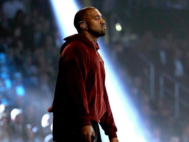 Kanye West performs onstage during The 57th Annual GRAMMY Awards.