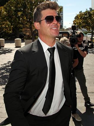 Robin Thicke leaaves court earlier this month. Photo by David Buchan/Getty Images