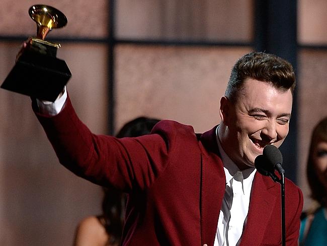TRIUMPH: Sam Smith accepts the Best New Artist award at the 2015 Grammy Awards.