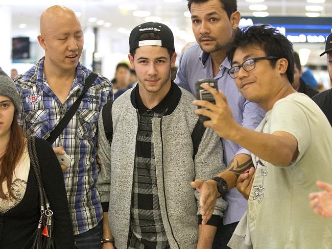 Nick Jonas arrives at Sydney airport ahead of his Mardi Gras performance.
