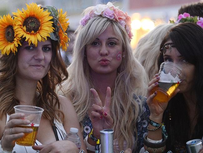 A Woodstock for the milennials ... festival-goers pose on the first day of Coachella. Pic