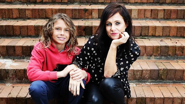 Kasey Chambers with her son Talon filming her music video. Picture: Braden Fastier